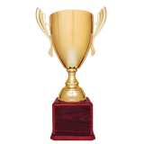 Metal Cup Trophy on Rosewood Piano Finish Base - Custom Engraved Trophy