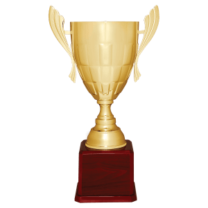 Metal Cup Trophy on Rosewood Piano Finish Base - Custom Engraved Trophy