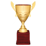 Metal Cup Trophy on Rosewood Piano Finish Base - Custom Engraved Trophy