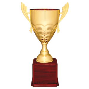 Metal Cup Trophy on Rosewood Piano Finish Base - Custom Engraved Trophy