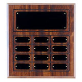 Cherry Finish Completed Perpetual Plaque with 12 Plates - Custom Engraved Plaque