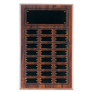 24 Cherry Finish Completed Perpetual Plaque with 12 Plates - Custom Engraved Plaque