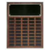45 Cherry Finish Completed Perpetual Plaque with 12 Plates - Custom Engraved Plaque
