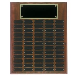 60 Cherry Finish Completed Perpetual Plaque with 12 Plates - Custom Engraved Plaque