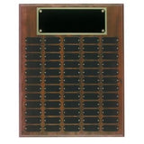 60 Cherry Finish Completed Perpetual Plaque with 12 Plates - Custom Engraved Plaque