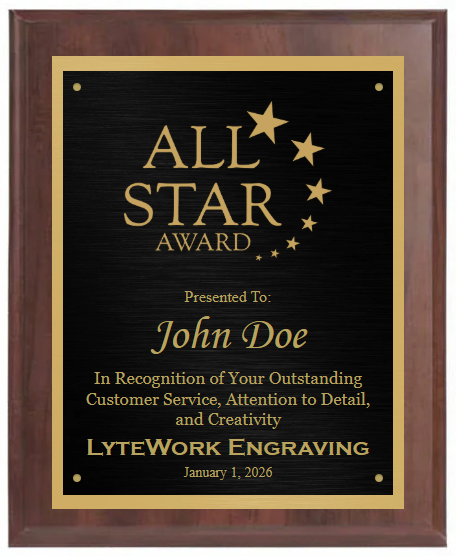 Cherry Finish Plaque - Custom Engraved Plaque