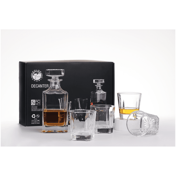 750 ML Square Glass Decanter with 4 Rocks 11 oz. Glasses/ - Laser Engraved Premium Glass Award