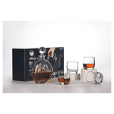 750ml Flat Round Glass Decanter Set with Four 10 oz. Rocks Glasses - Laser Engraved Premium Glass Award