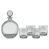 750ml Flat Round Glass Decanter Set with Four 10 oz. Rocks Glasses - Laser Engraved Premium Glass Award