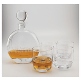 750ml Flat Round Glass Decanter Set with Four 10 oz. Rocks Glasses - Laser Engraved Premium Glass Award