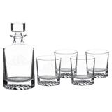 850ML Round Glass Decanter Set with 4 9oz. Rocks Glasses - Laser Engraved Premium Glass Award