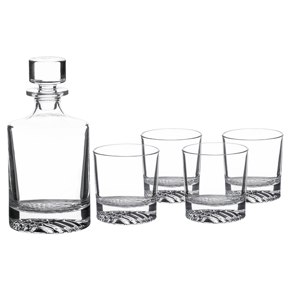 850ML Round Glass Decanter Set with 4 9oz. Rocks Glasses - Laser Engraved Premium Glass Award