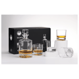 850ML Round Glass Decanter Set with 4 9oz. Rocks Glasses - Laser Engraved Premium Glass Award
