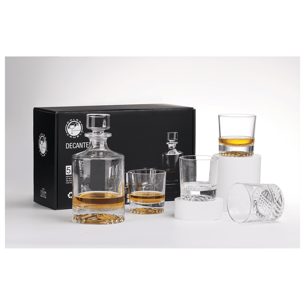 850ML Round Glass Decanter Set with 4 9oz. Rocks Glasses - Laser Engraved Premium Glass Award