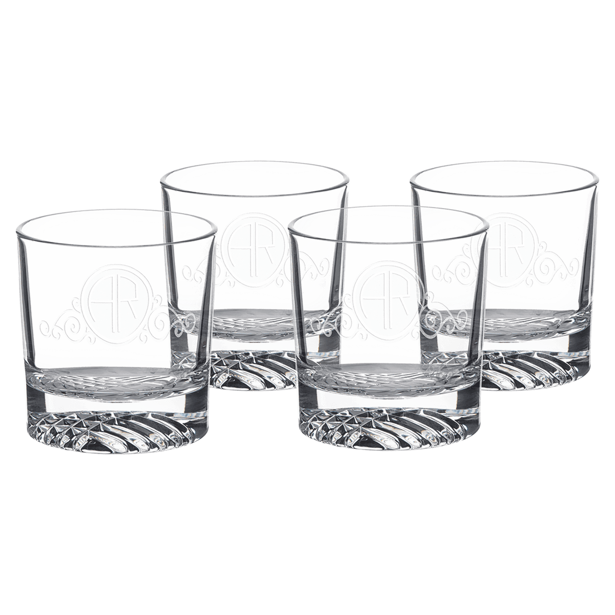 9 oz. Round Rocks Glass (Same Glass as the DCS401 Decanter Set) Sold in  Sets of 4, 6 Sets Per Case (Comes in a Black Printed Gift Box)