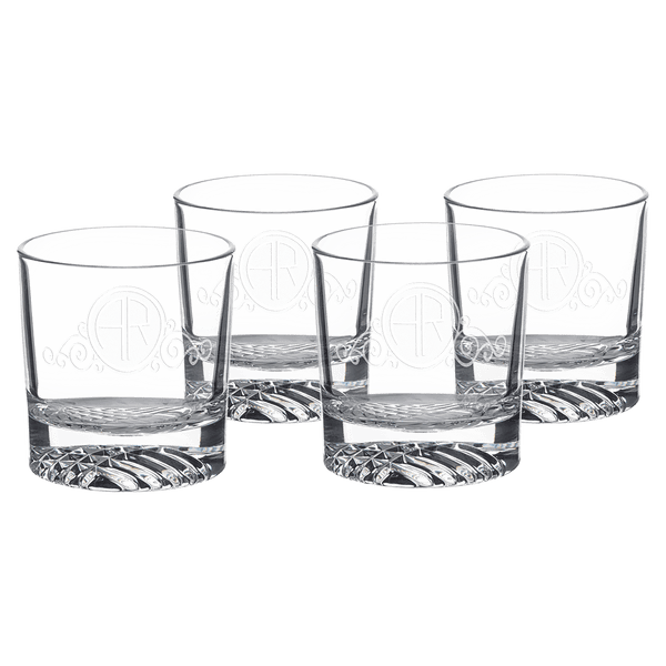9 oz. Round Rocks Glass (Same Glass as the DCS401 Decanter Set) Sold in  Sets of 4, 6 Sets Per Case (Comes in a Black Printed Gift Box)