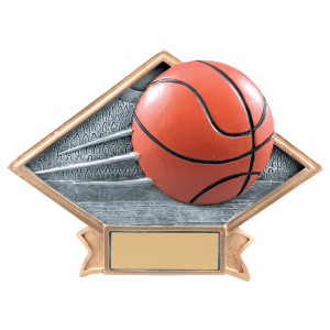 Basketball Diamond Plate Resin Trophy - Custom Engraved Award