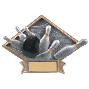 Bowling Diamond Plate Resin Trophy - Custom Engraved Award