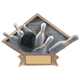 Bowling Diamond Plate Resin Trophy - Custom Engraved Award