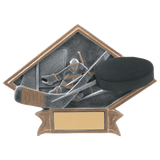 Hockey Diamond Plate Resin Trophy - Custom Engraved Award