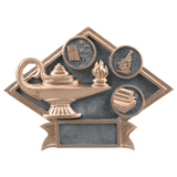 Lamp-Of-Knowledge Diamond Plate Resin Trophy - Custom Engraved Award