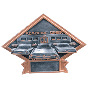 Car Show - 50's Theme Diamond Plate Resin Trophy - Custom Engraved Award