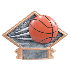 Basketball Diamond Plate Resin Trophy - Custom Engraved Award