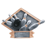 Bowling Diamond Plate Resin Trophy - Custom Engraved Award