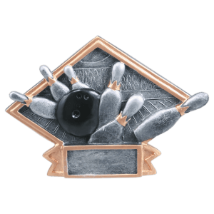Bowling Diamond Plate Resin Trophy - Custom Engraved Award