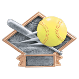 Softball Diamond Plate Resin Trophy - Custom Engraved Award
