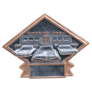 Car Show - 50's Theme Diamond Plate Resin Trophy - Custom Engraved Award