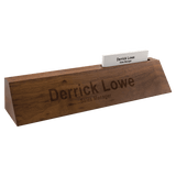 Genuine Walnut Desk Wedge with Card Holder - Laser Engraved Corporate Gift
