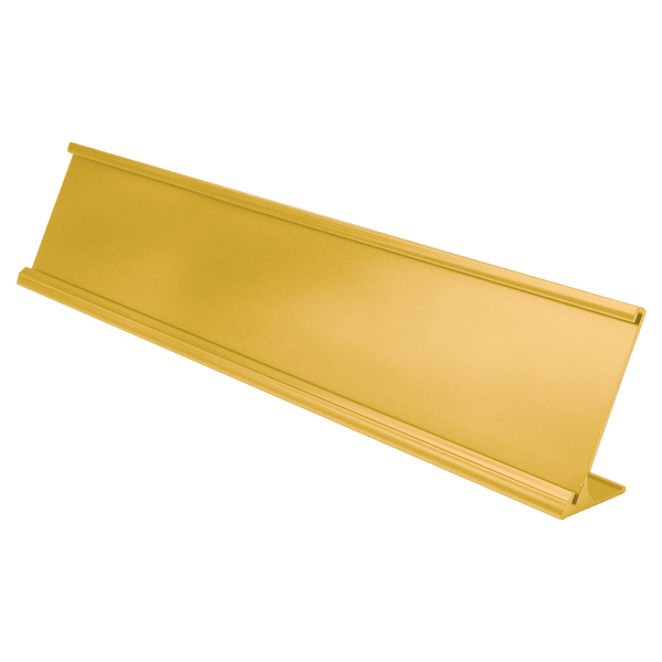 A Yellow Gold 2" x 10" Aluminum Desk Holder Fits 1/8" Thick Plastic Insert