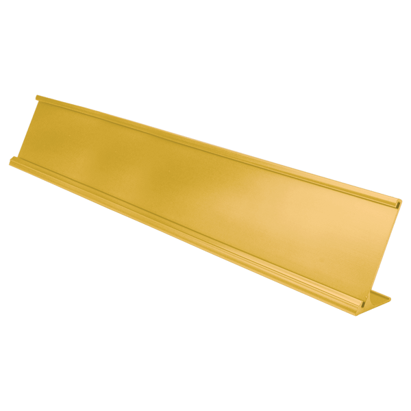 A Yellow Gold 2" x 12" Aluminum Desk Holder Fits 1/8" Thick Plastic Insert