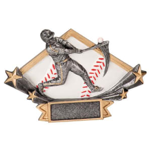Baseball Diamond Star Resin Plate Trophy - Custom Engraved Award