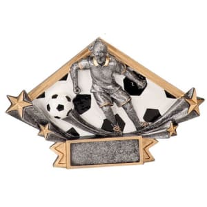 Soccer Diamond Star Resin Plate Trophy - Custom Engraved Award