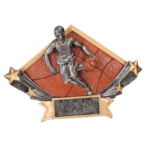 Basketball Diamond Star Resin Plate Trophy - Custom Engraved Award