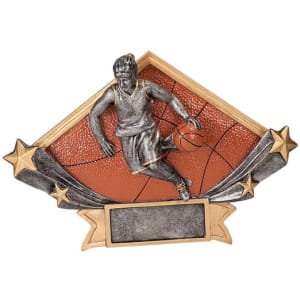 Basketball Diamond Star Resin Plate Trophy - Custom Engraved Award
