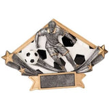 Soccer Diamond Star Resin Plate Trophy - Custom Engraved Award