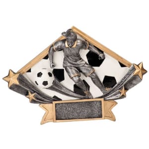 Soccer Diamond Star Resin Plate Trophy - Custom Engraved Award