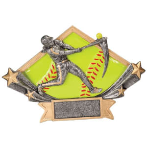Softball Diamond Star Resin Plate Trophy - Custom Engraved Award