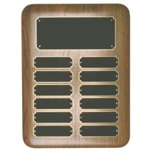 12 Genuine Walnut Completed Perpetual Plaque - Custom Engraved Plaque