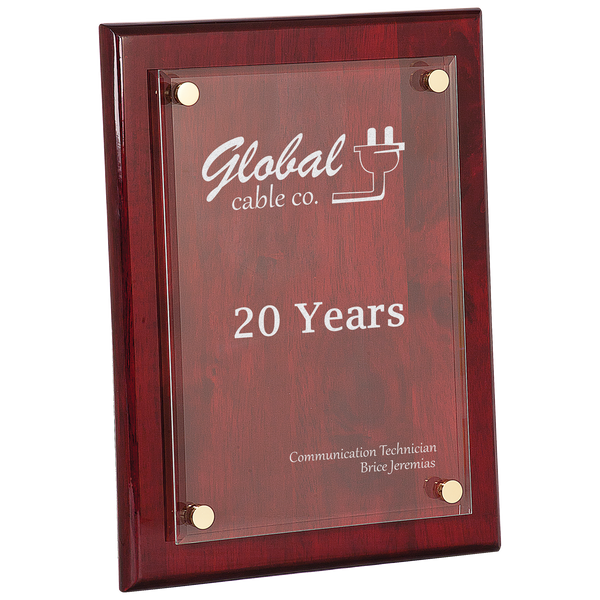 Custom Engraved Piano Finish Floating Acrylic Plaque - Premium Corporate Award - LyteWork