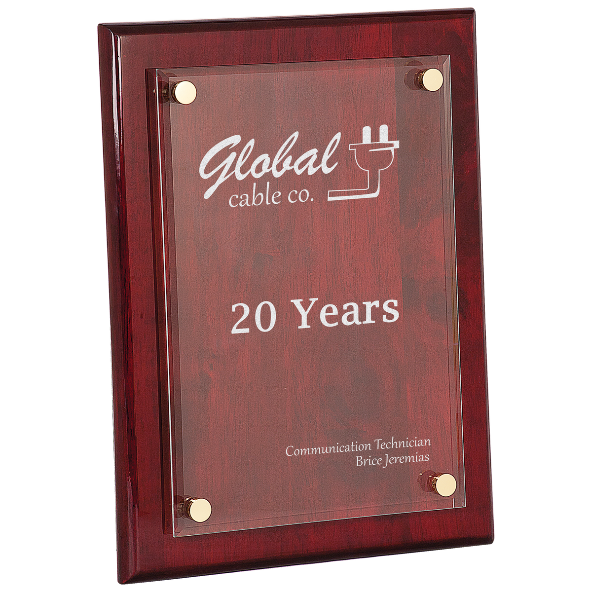 Custom Engraved Piano Finish Floating Acrylic Plaque - Premium Corporate Award - LyteWork
