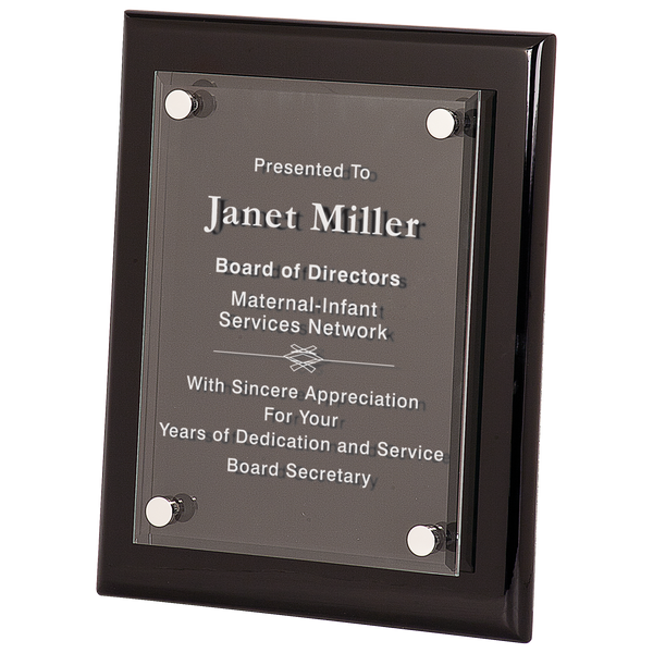 Custom Engraved Piano Finish Floating Acrylic Plaque - Premium Corporate Award - LyteWork