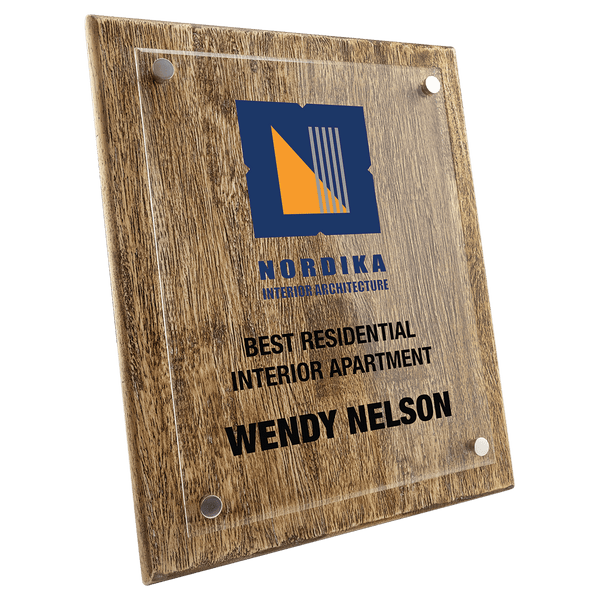 A 10 1/2" x 13" Barnwood Floating Acrylic Plaque