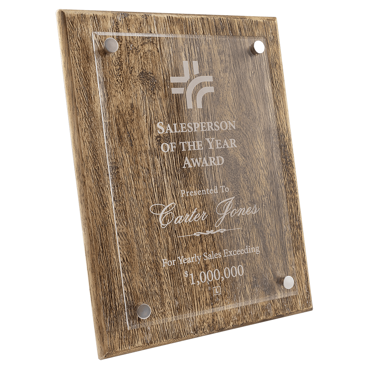 A 9" x 12" Barnwood Floating Acrylic Plaque
