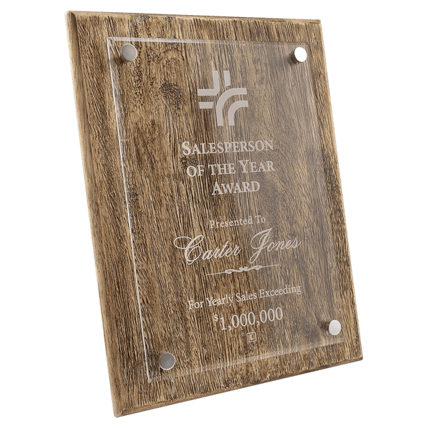 A 9" x 12" Barnwood Floating Acrylic Plaque