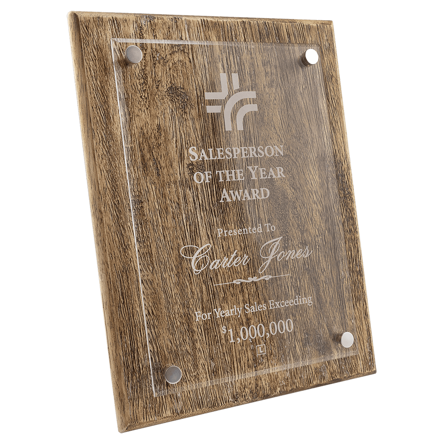A 9" x 12" Barnwood Floating Acrylic Plaque