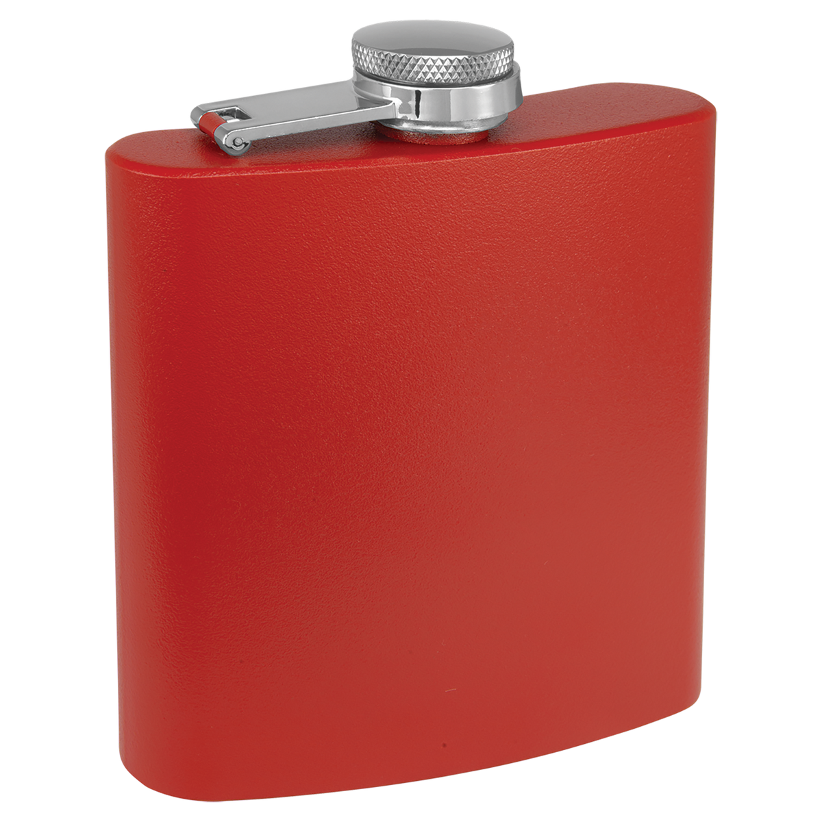 Red with Silver Engraving 3 Oz Powder Coated Flask - Laser Engraved Drinkware